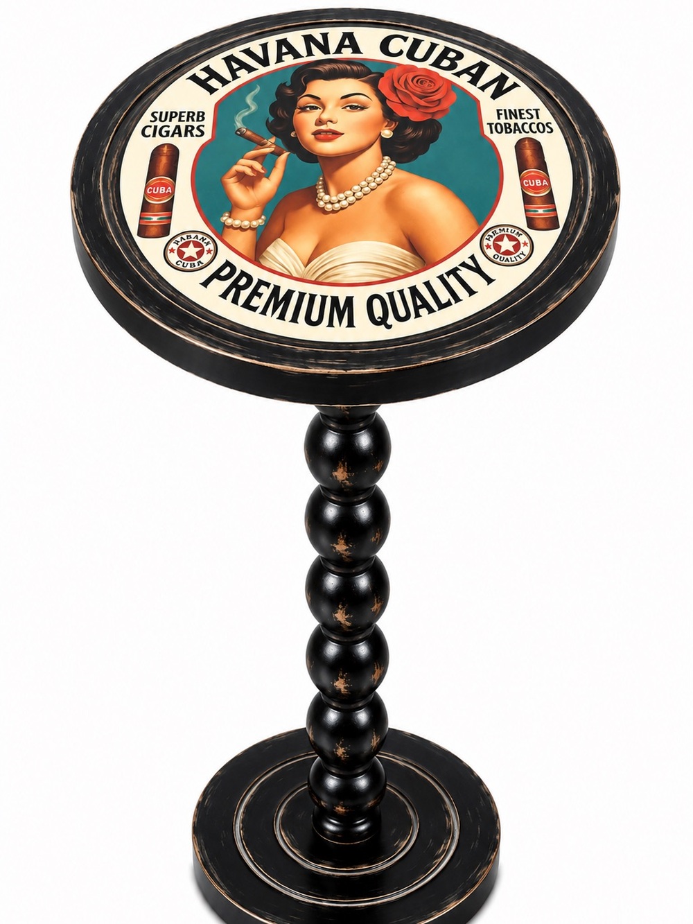 3 Day Sale! Havana Cuban Premium Quality Accent Table Whiskey Cigar Drink Table